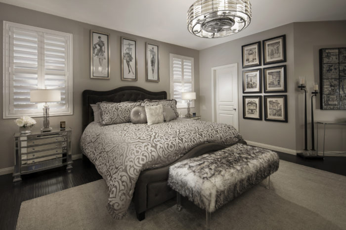 Plantation shutters in a bedroom